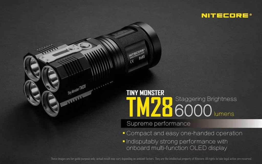 Outdoor Value Pack: Nitecore TM28 Searchlight and E4K Flashlight -Both can be Recharged on the go or at home