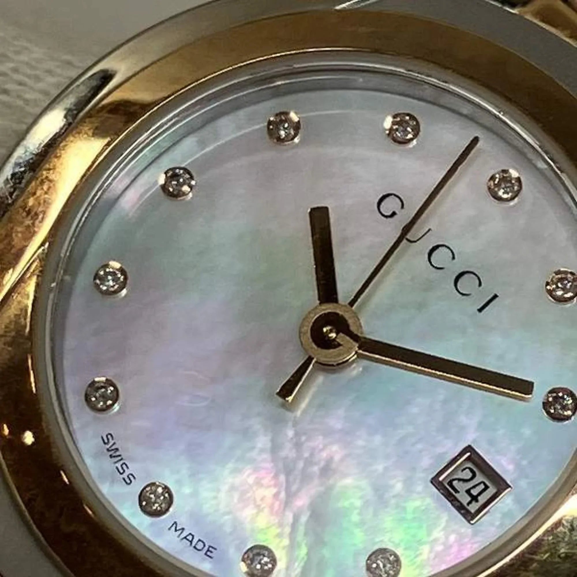 Pre-Owned GUCCI 5500L Quartz 11P Diamond Watch Ladies (Fair)