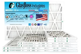 Glasfloss 12x30x1 - MERV 13 -Qty:6 - Furnace Air Filter - Made in USA (Actual Size: 11.5 x 29.5x7/8 inch)