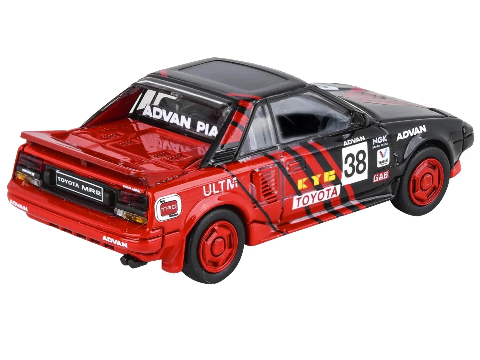 1985 Toyota MR2 MK1 RHD (Right Hand Drive) #38 Red and Black Autocross Livery 1/64 Diecast Model Car by Paragon Models
