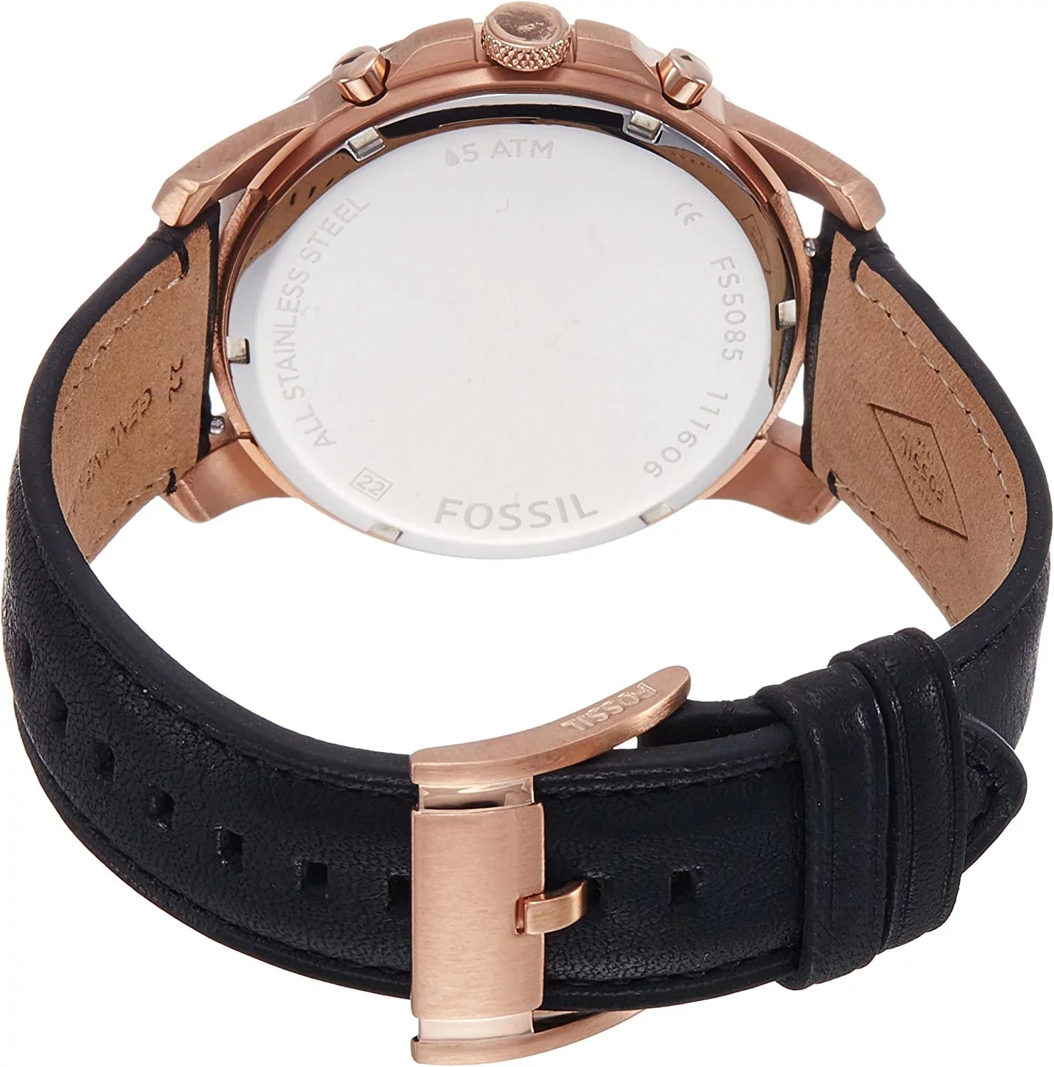 Fossil Men's FS5085 Grant Chronograph Stainless Steel Watch With Black Leather Band