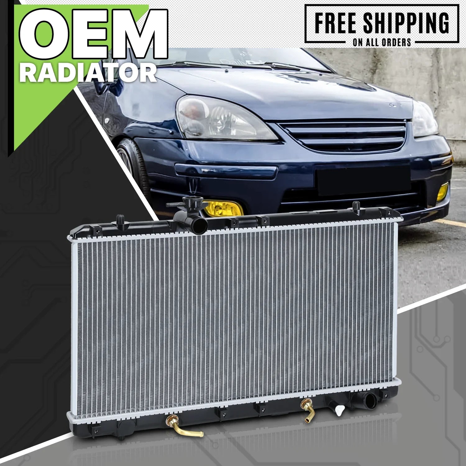 Magshion 2451 Aluminum Core Radiator OE Replacement for Suzuki Aerio 2.0L/2.3L (2002-2007) AT