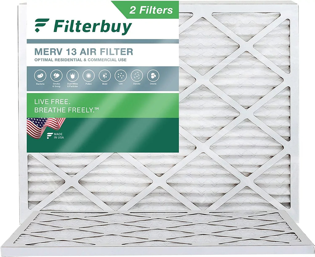 Filterbuy 16x20x1 MERV 13 Pleated HVAC AC Furnace Air Filters (2-Pack)