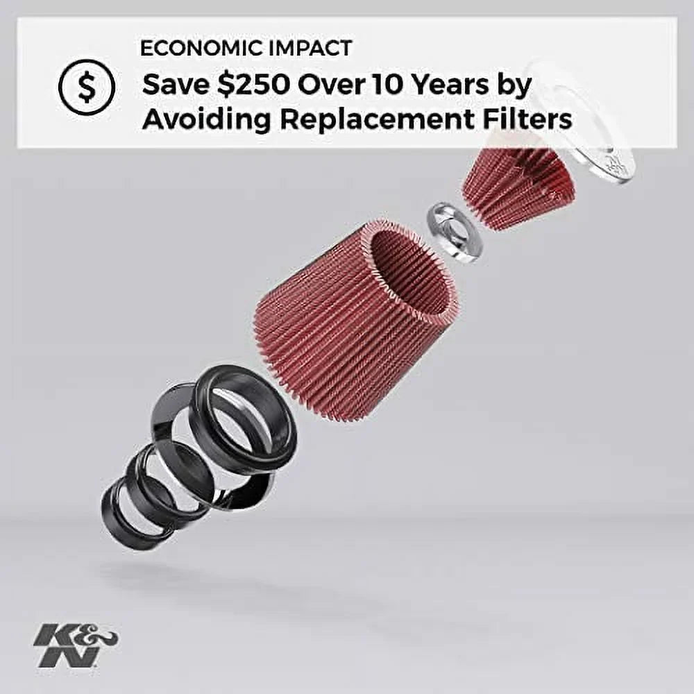 K&N Universal Clamp-On Engine Air Filter: Washable and Reusable: Round Tapered; 6 in (152 mm) Flange ID; 8.5 in (215.9 mm) Height; 7.5 in (191 mm) Base; 5 in (127 mm) Top , RF-1041