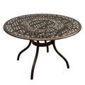 48 in. Ornate Traditional Outdoor Mesh Lattice Aluminium Round Dining Table, Bronze