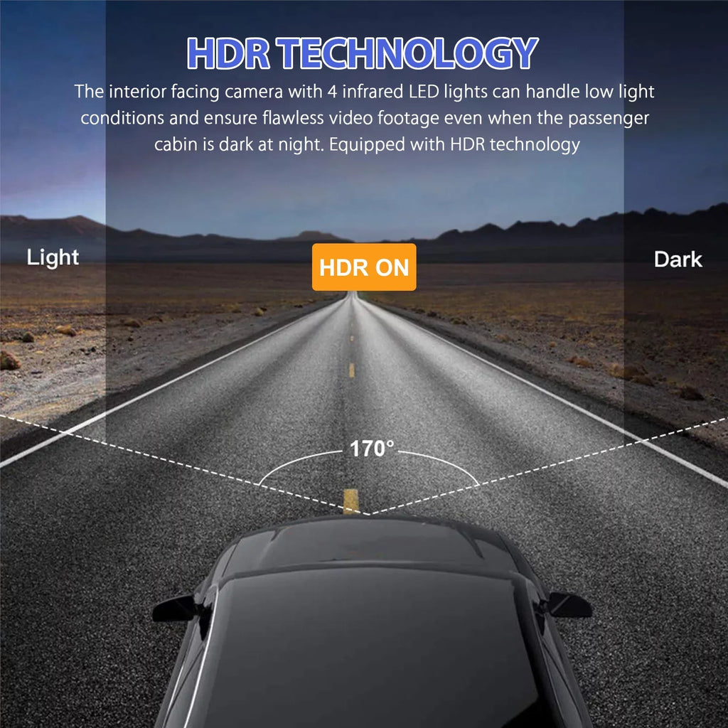 TSV Dual Dash Cam, FHD 1080P Front Interior Dual Dash Camera IR Night Vision Dashcam, Driving Recorder for Car, Taxi with Loop Recording, G-Sensor, Parking Mode