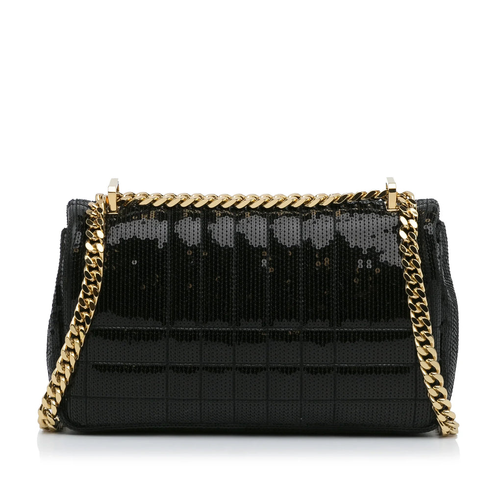 Pre-Owned Authenticated Burberry Small Sequin Lola Bag Calf Leather Black Crossbody Bag Unisex (Good)
