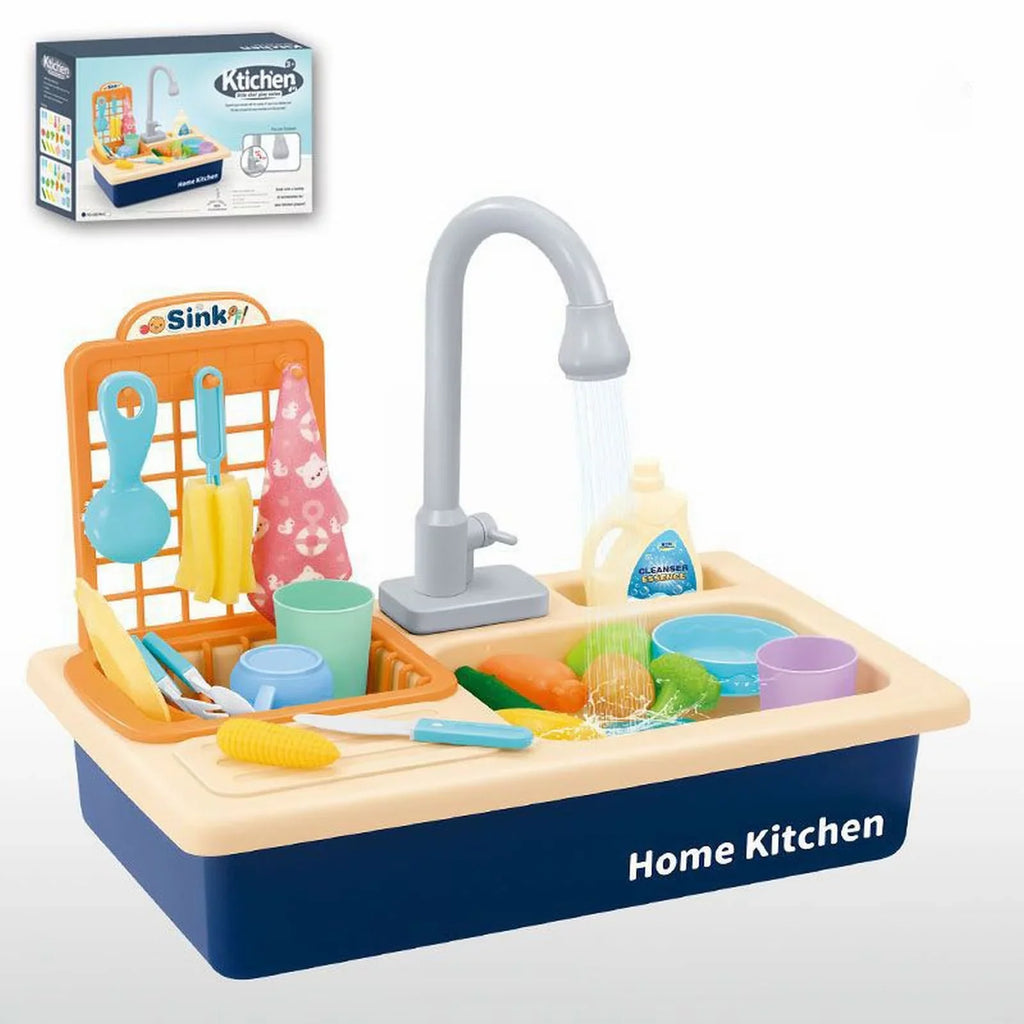 Kitchen Sink Toys Children Electric Dishwasher Playing Toy With Running Fluid Automatic Liquid Cycle System Play House Pretend Role Play Toys for Boys Girls Alphabet Board Game Board for Toddlers