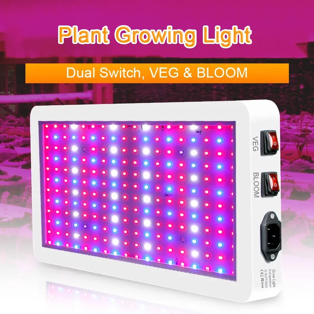 2000W Full Spectrum LED Grow Light with 312 LEDs - Indoor Plant Growing Lamp with Veg/Bloom Switch, IP65 Liquid Ideal for Seedlings, Flowers, Greenhouse