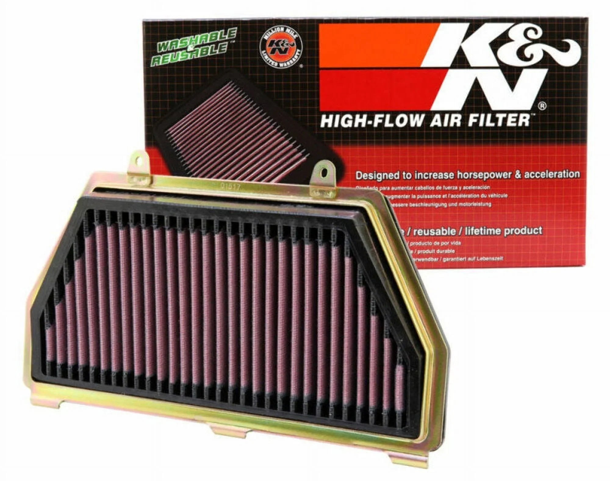 K&N Engine Air Filter: High Functionality Premium, Powersport Air Filter: 2007-2019 HONDA (CBR600RR, CBR600RR ABS, CBR600 RA) HA-6007
