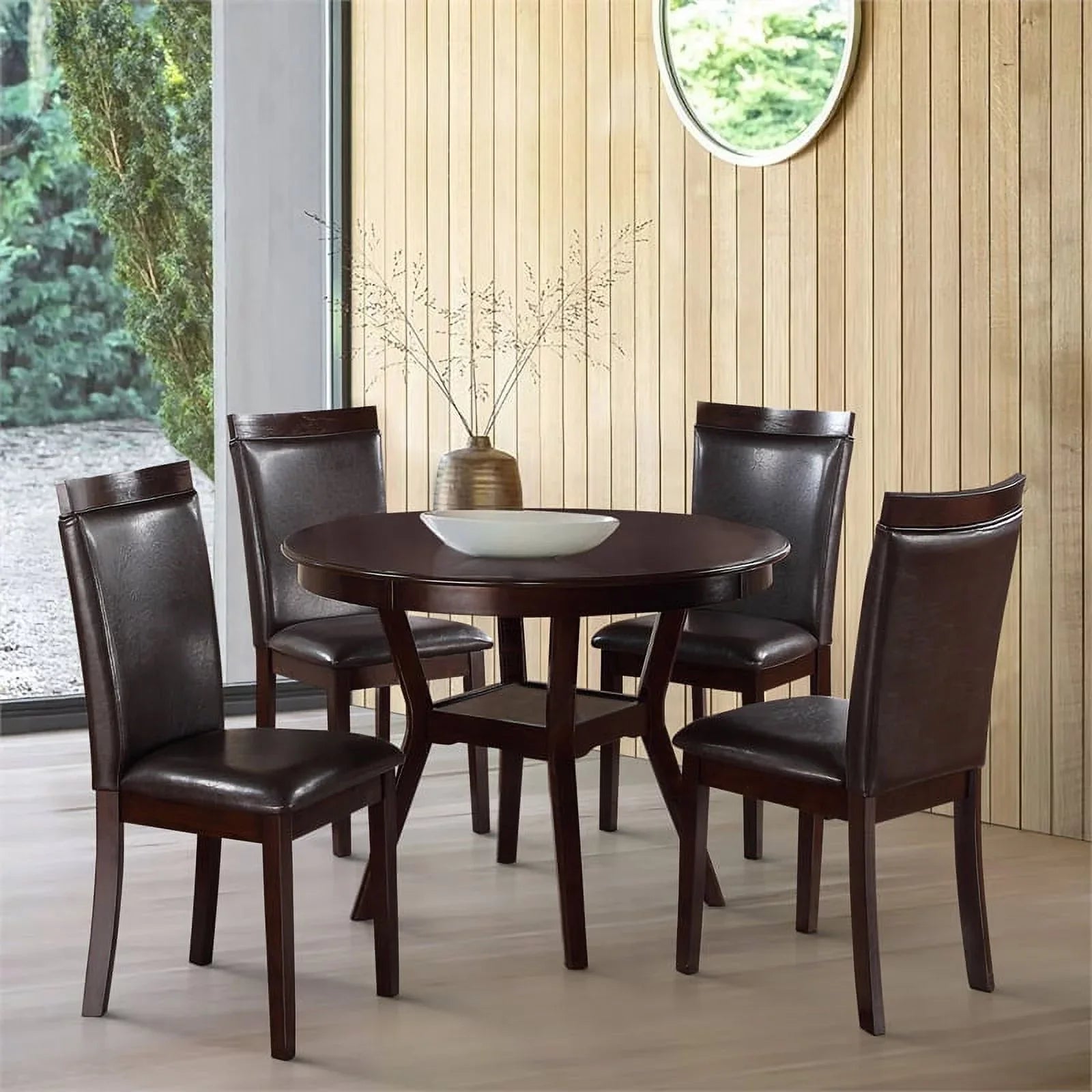 Lexicon Shankmen 5 Piece Wood Dining Set in Espresso