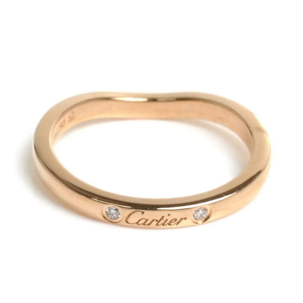 Pre-Owned CARTIER K18PG Pink Gold Ballerina Curve Wedding 3PD Ring B4098649 Diamond Size 9 49 2.4g Women's (Good)