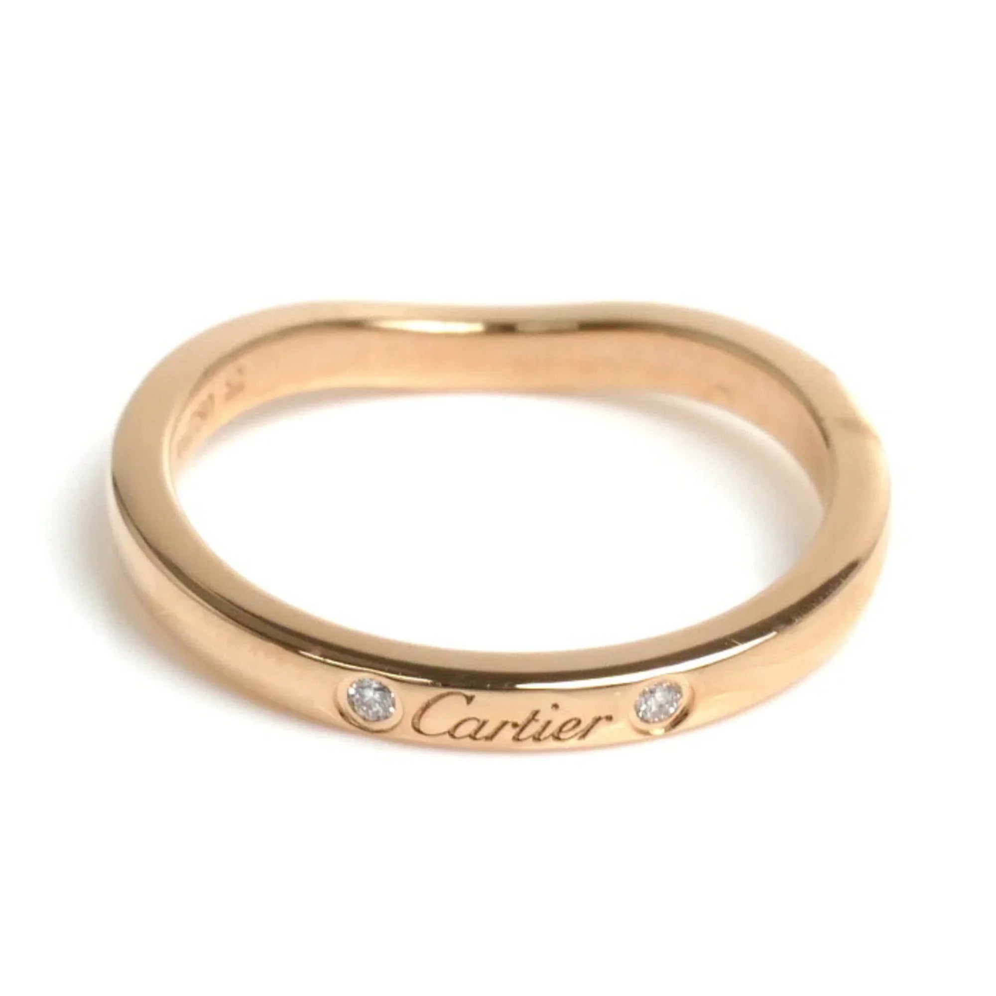 Pre-Owned CARTIER K18PG Pink Gold Ballerina Curve Wedding 3PD Ring B4098649 Diamond Size 9 49 2.4g Women's (Good)