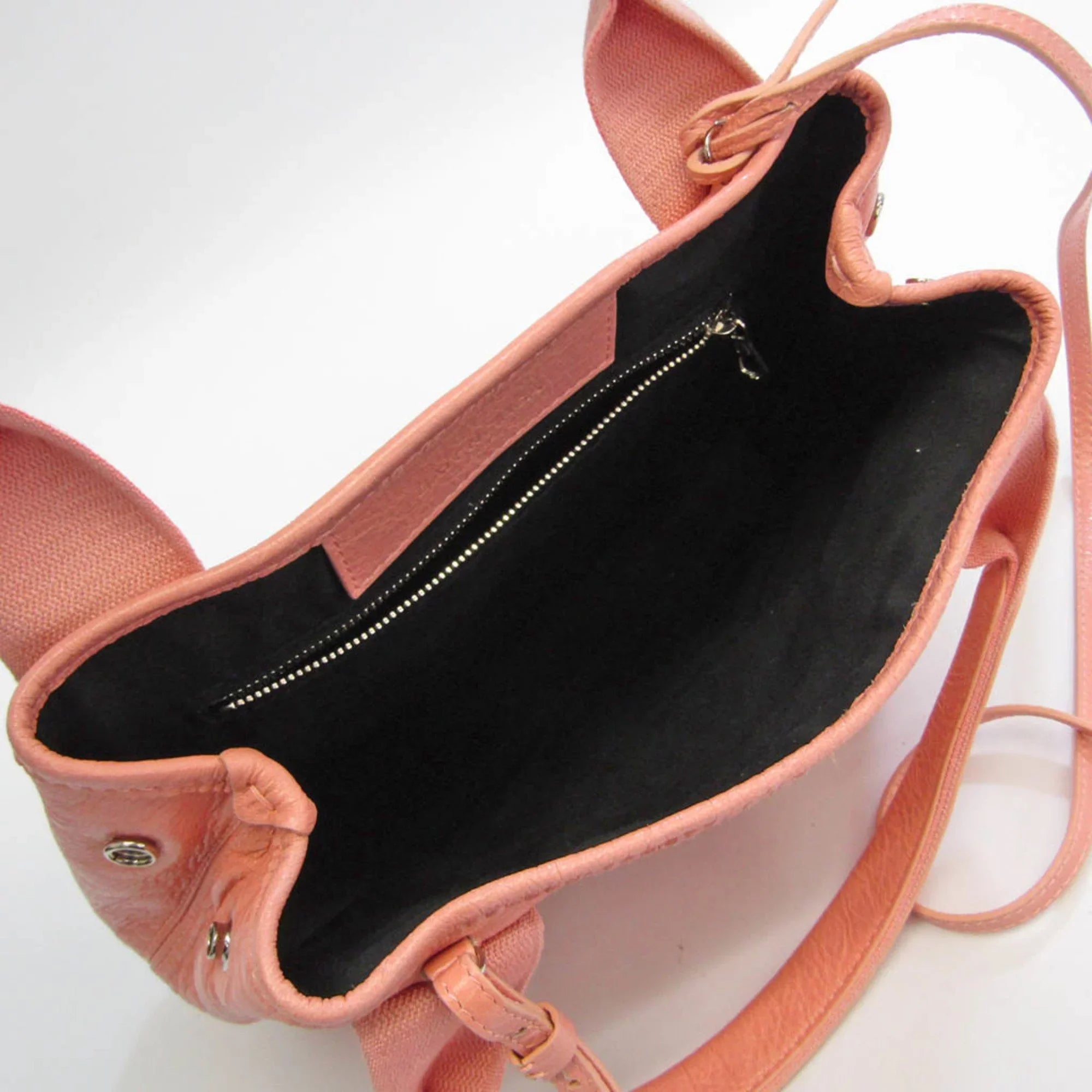 Pre-Owned Balenciaga Navy Cabas XS 390346 Women's Canvas,Leather Handbag,Shoulder Bag Light Pink (Good)