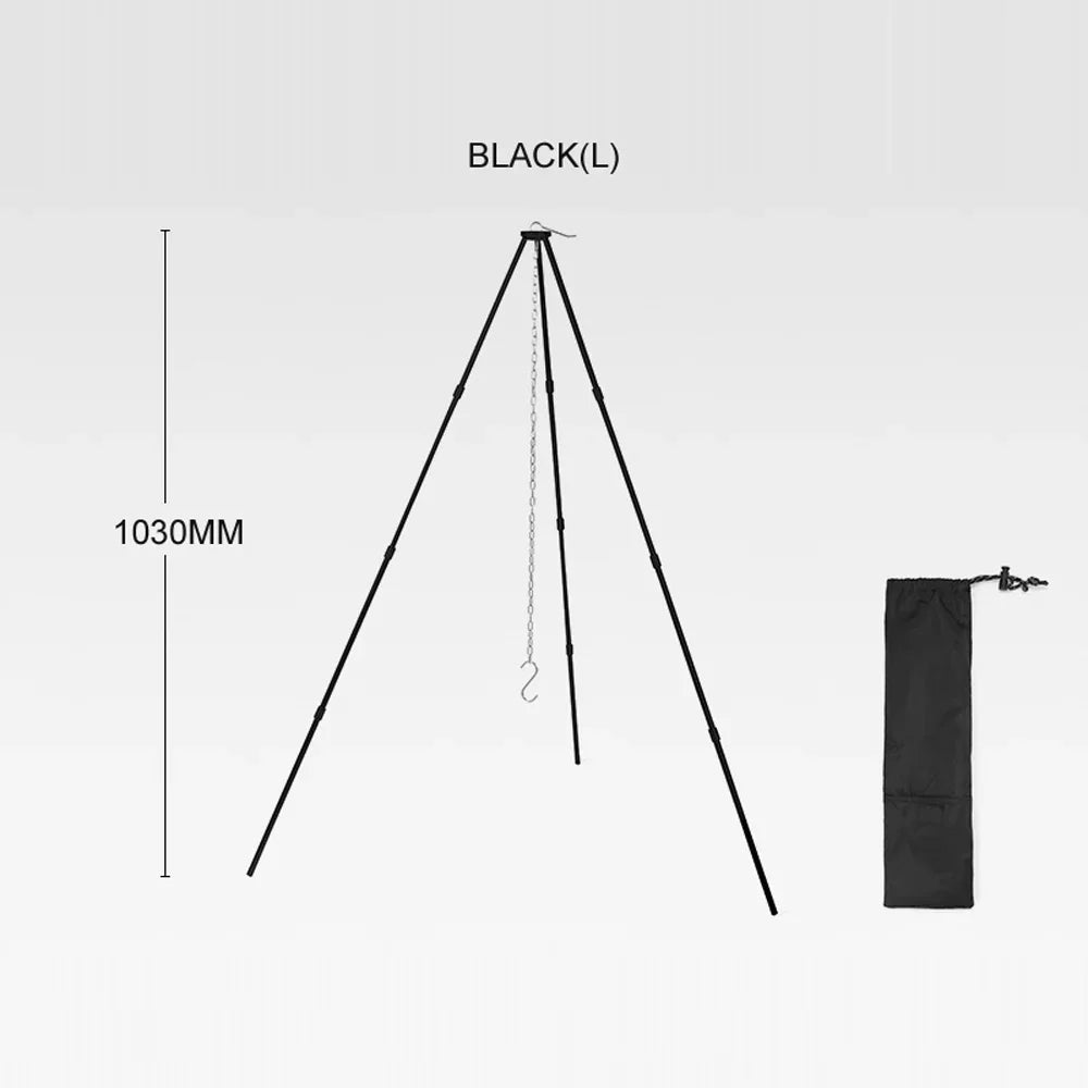 Arealer Detachable Campfire Tripod Bonfire Rack Portable Aluminum Alloy Hung Pot Stand Folding Bracket for Camping Picnic BBQ