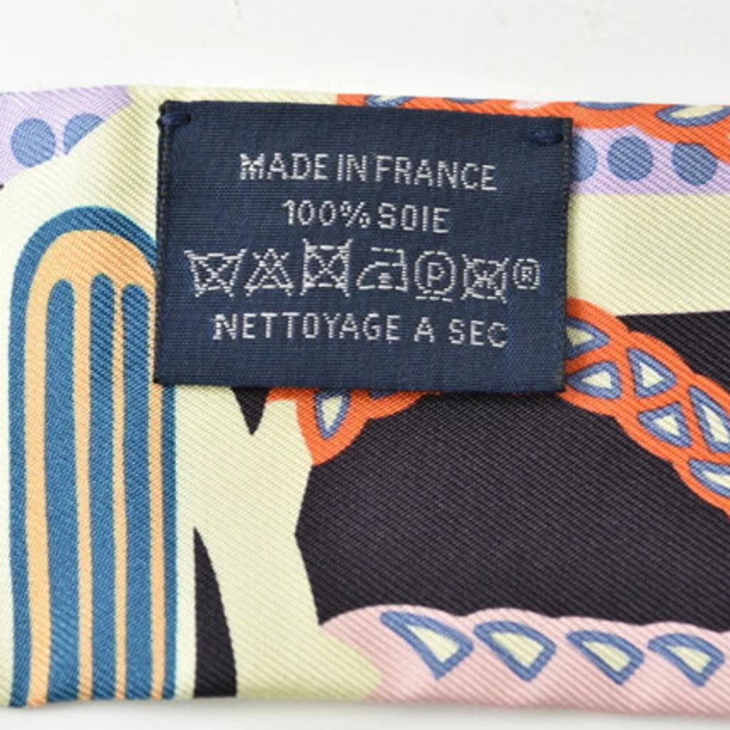 Pre-Owned Hermes Twilly Scarf Muffler HERMES Silk Twill Light Purple Orange Blue (Good)