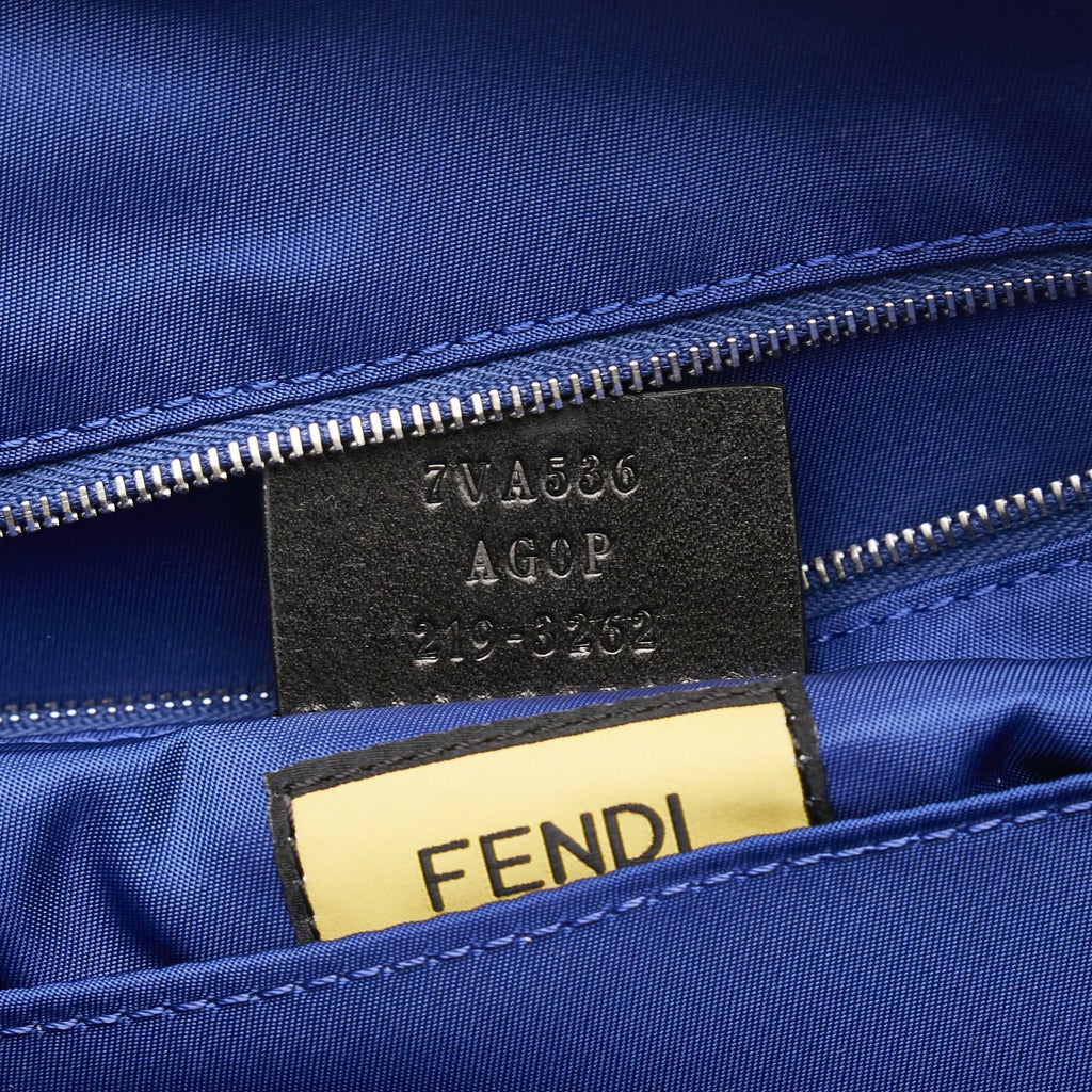 Pre-Owned Authenticated Fendi FF Lock Crossbody Nylon Fabric Blue Crossbody Bag Unisex (Good)