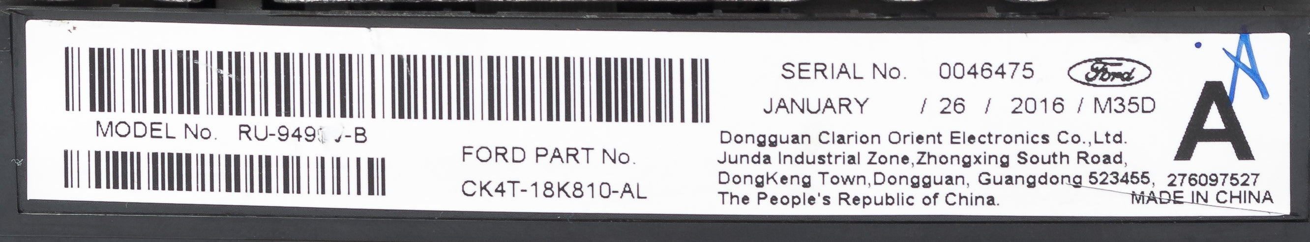 Restored 2016-2019 Ford Transit 150 250 350 Radio Climate Control Panel CK4T-18K810-AK (Refurbished)