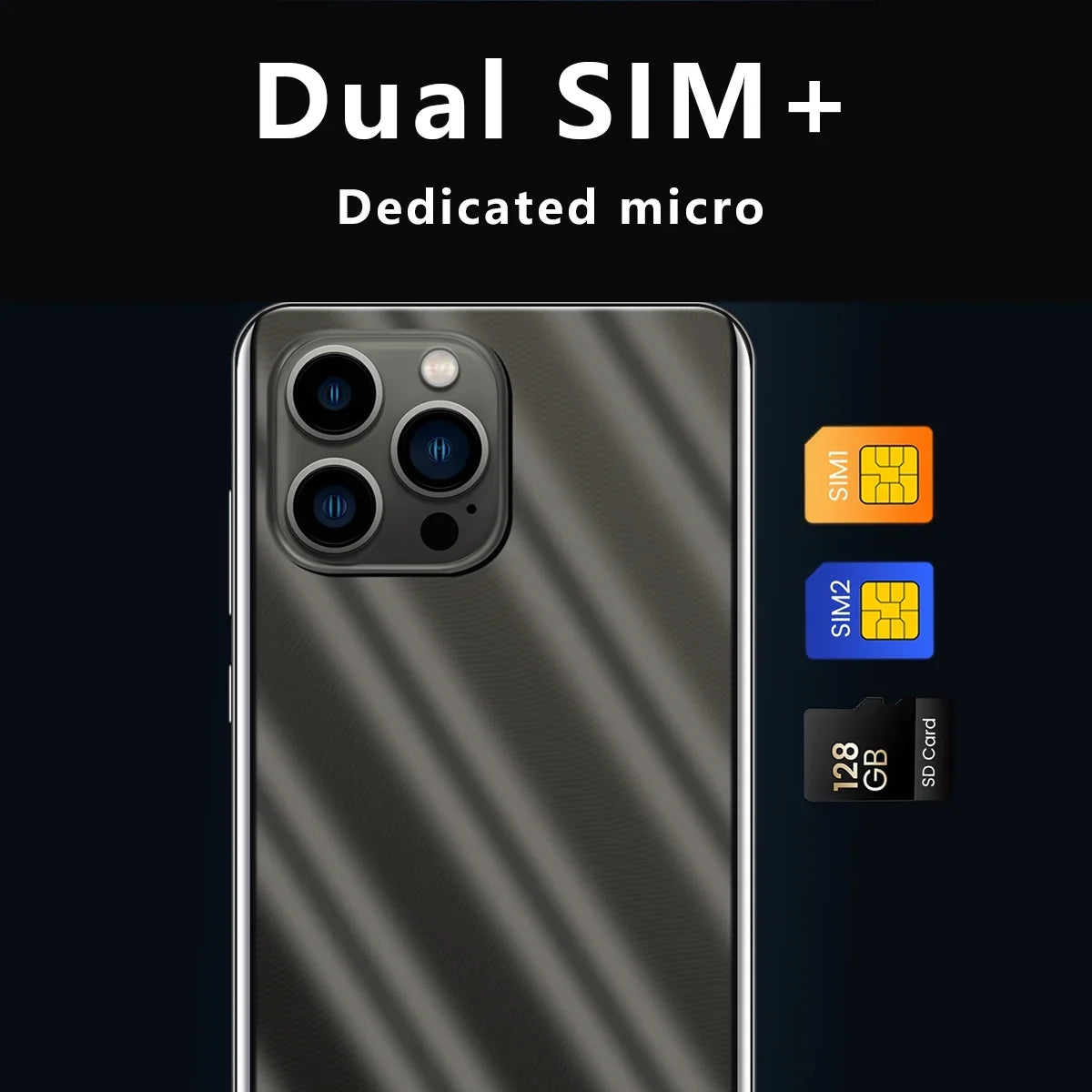 6.1-inch HD+ Ram1Gb+Rom4Gb IP13 Pro Max dual SIM 3G smartphone 2800mAh face unlock Android phone Blue