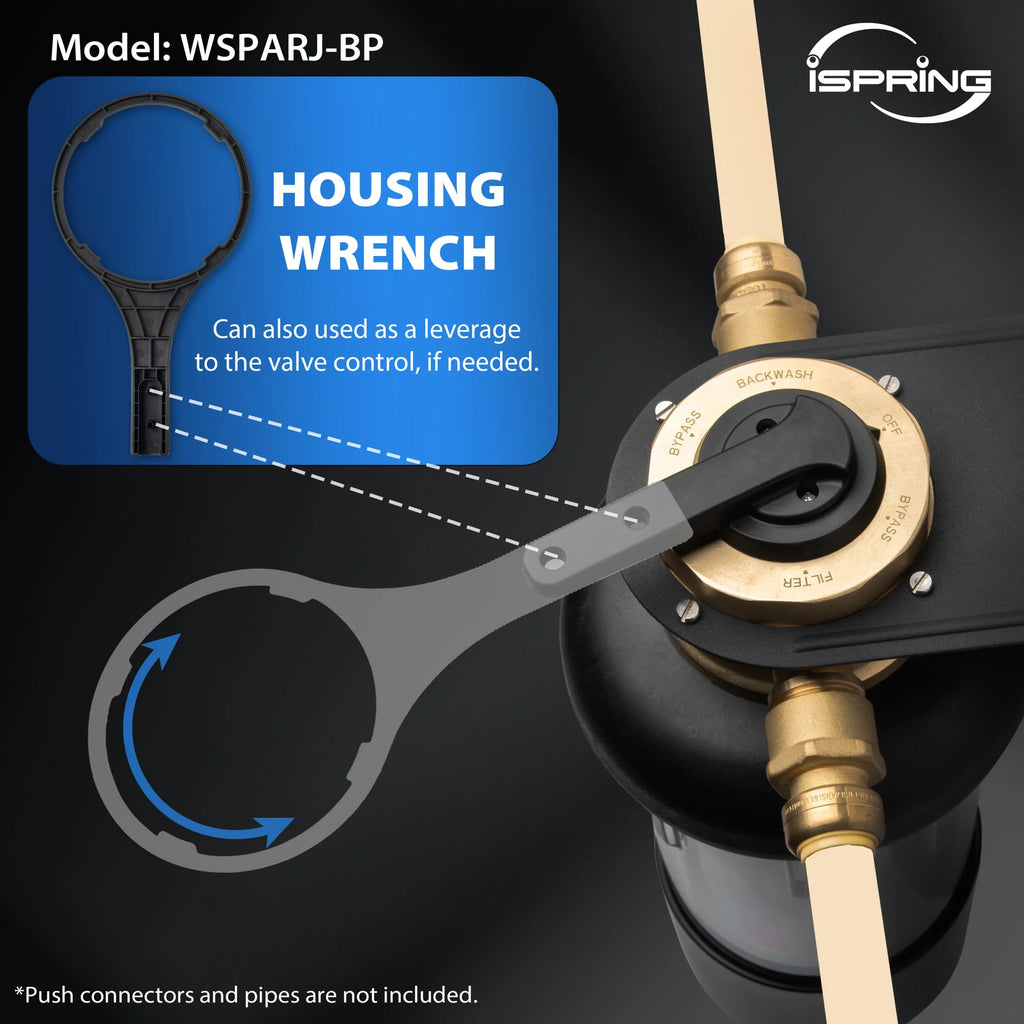 iSpring WSP500ARJ-BP Whole House Prefilter, Spin-Down Sediment Liquid Filter with Bypass, Upgraded Clear Housing, Jumbo Size, Flushable and Reusable, Monitor Auto Flushing, 4 Modes, 500 Microns