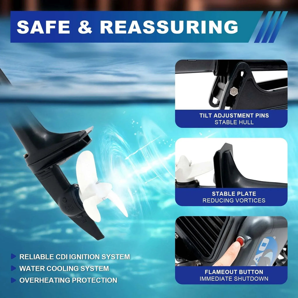 Heavy Duty 3.5HP 2 Stroke Outboard Engine Motor Boat Engine Fluid Cooling System