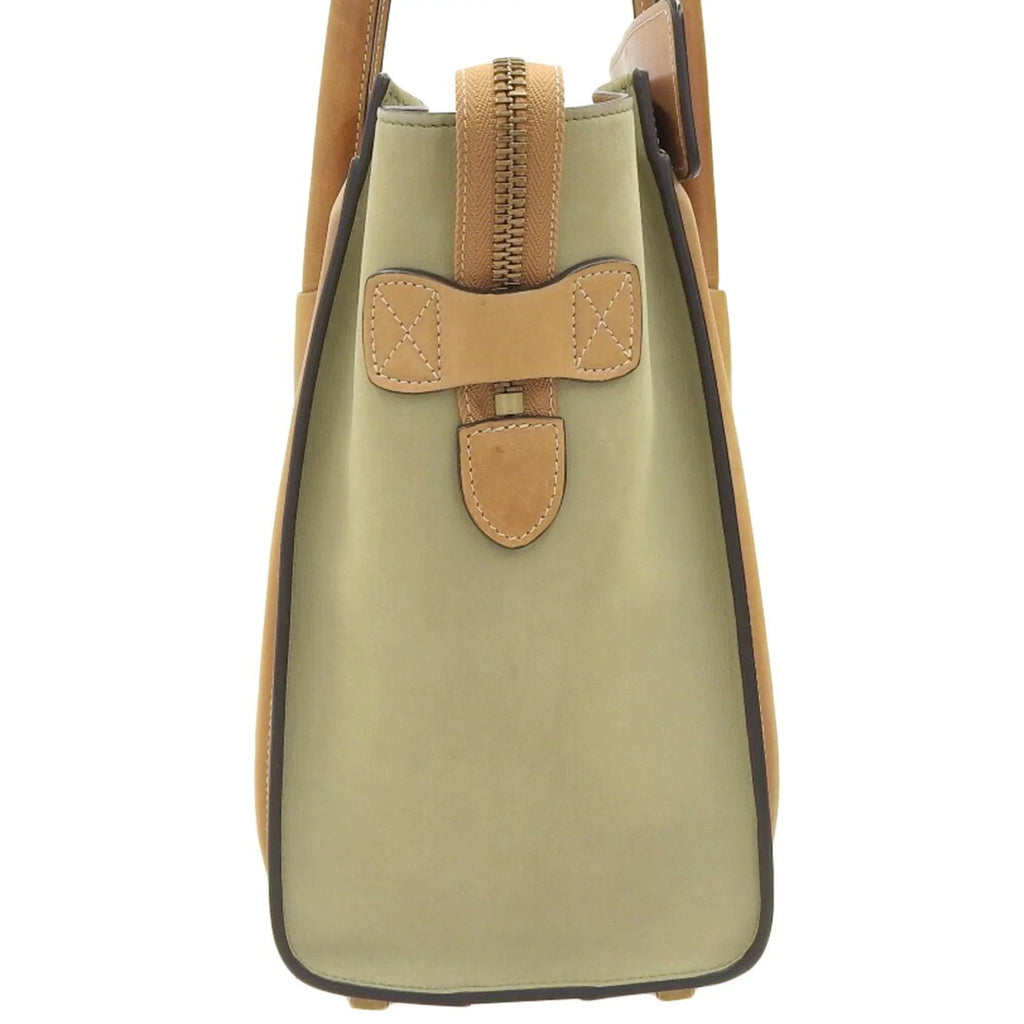 Pre-Owned Celine CELINE luggage micro shopper tricolor handbag beige mint green 167793 A03 15LK (Good)