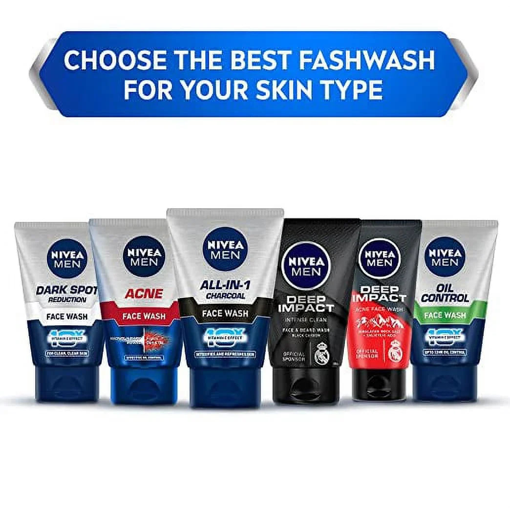 NIVEA Men Face Wash, Dark Spot Reduction, for Clean & Clear Skin with 10x Vitamin C Effect, 100 g