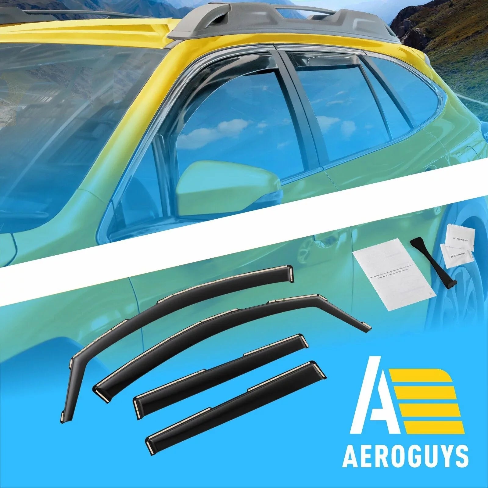 AEROGUYS In-Channel Window Deflectors Extra Tough Window Visors Rain Guards Fit for Subaru Outback 2020-2024, Sun Visors, Wind Deflectors, Vent Visors, Car Accessories - 4pcs. AG0268