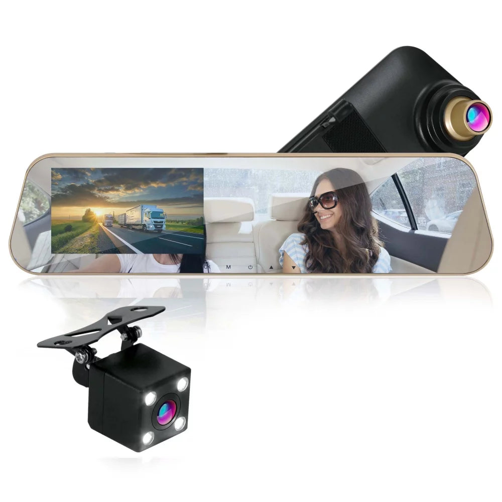 Pyle PLCM4567 - HD 1080p Display Vehicle Dual DVR Dash Cam - Camera & Monitor System with Fluid Backup Cam, Night Vision, 4.3’’ Display
