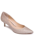 BADGLEY MISCHKA Womens Gold Glitter Royalty Pointed Toe Slip On Pumps Shoes 6.5 M