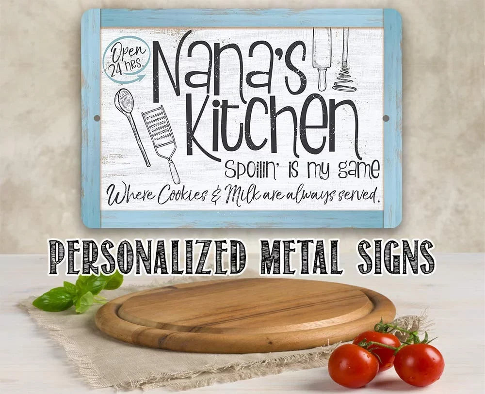 Metal Sign - Nana's Kitchen - Tough Metal Sign - Use Indoor/Outdoor - Makes a Great Kitchen Decor and Housewarming Gift Under $25 (12" x 18")