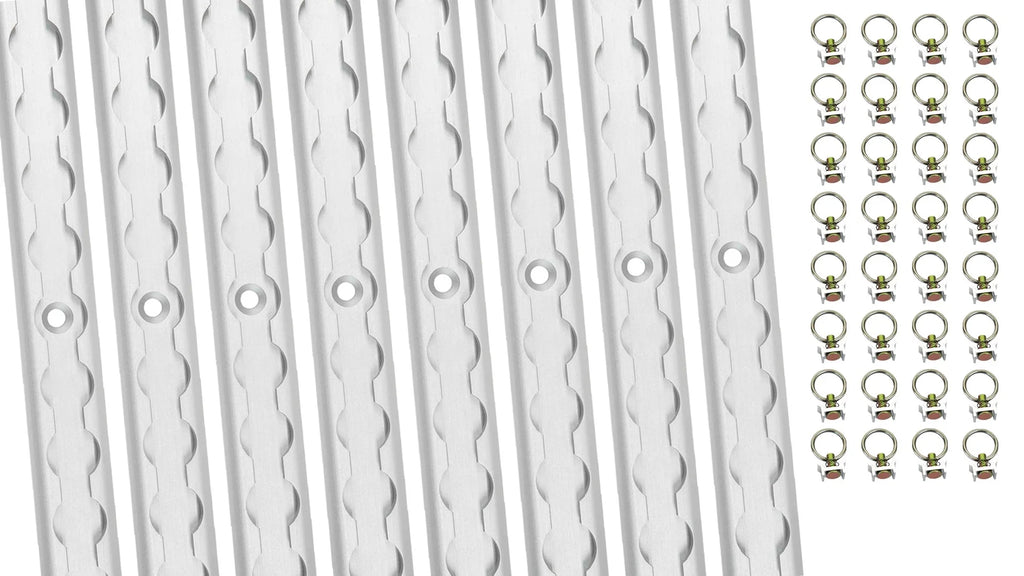 Heavy Duty Aluminum 4ft L-Track (8 Pcs) w/ L-Track Stud Stainless Steel Ring (32 Pcs) Tie Down System for Enclosed Trailers and Cargo Vans