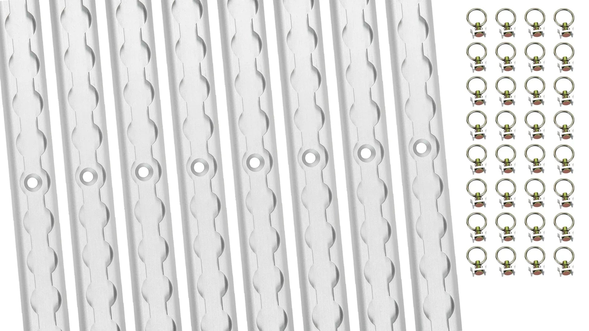 Heavy Duty Aluminum 4ft L-Track (8 Pcs) w/ L-Track Stud Stainless Steel Ring (32 Pcs) Tie Down System for Enclosed Trailers and Cargo Vans