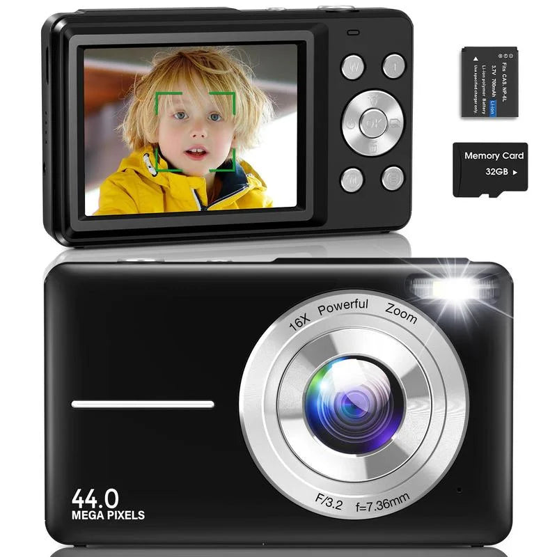 DC403 Recording Digital Camera for Music Festival, 1 Piece Multi-functional 1080P & 44MP Digital Camera for Mother's Day Gift, Ff(F/3.2, f=7.36mm), 32G Memory Card, 16X Zoom Digital Cameras, Compact P