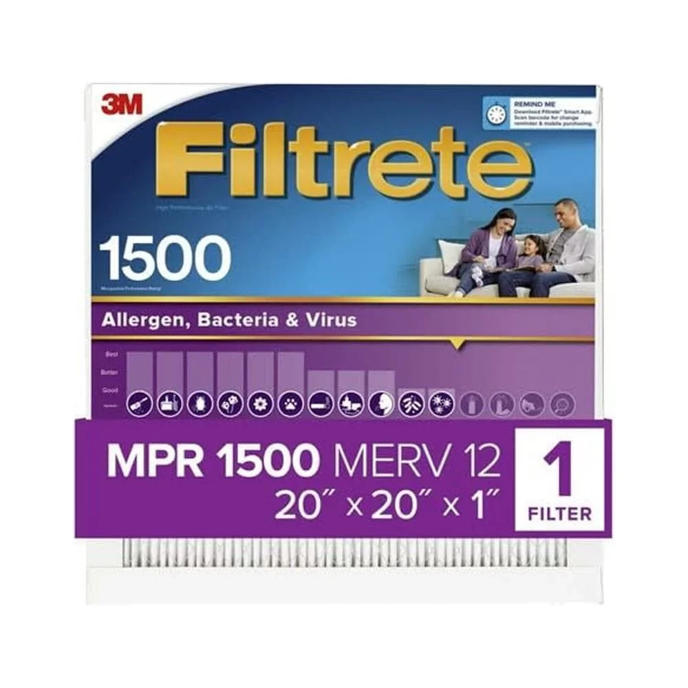(P) 3M Filtrete 1500 Mpr 20 X 20 X 1" Bacteria And Virus Air Filter 4Pk