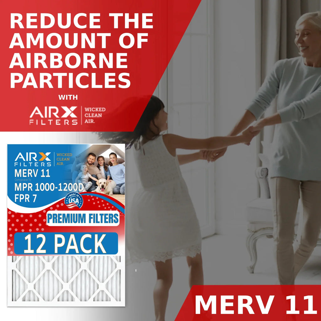 18x24x1 Air Filter MERV 11 Rating, 12 Pack of Furnace Filters Comparable to MPR 1000, MPR 1200 & FPR 7 - Made in USA by AIRX FILTERS WICKED CLEAN AIR.