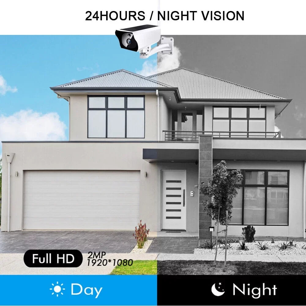 1080P Solar Powered Security Energy Camera, Wireless WiFi Outdoor IP Cameras, Rechargeable Battery Powered, Motion Detection, Liquid Video Surveillance Camera