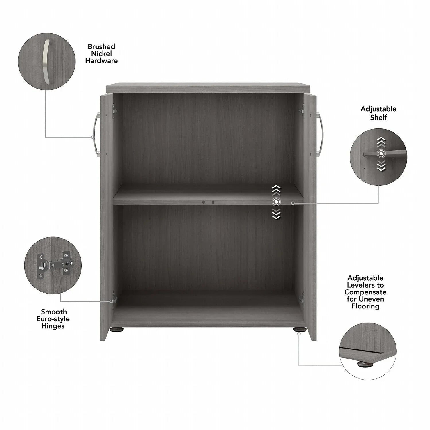 Maykoosh Classic Charm Garage Storage Cabinet With Doors And Shelves In Platinum Gray