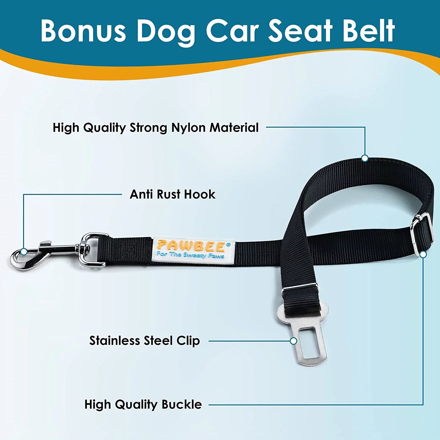 PAWBEE Dog Car Seat Cover – Nonslip & Scratchproof Dog Seat Covers for Cars – Liquid Car Seat Covers for Dogs with Bonus Car Seat Belt – SUV, Trucks & Car Hammock for Dogs with Front Mesh Window
