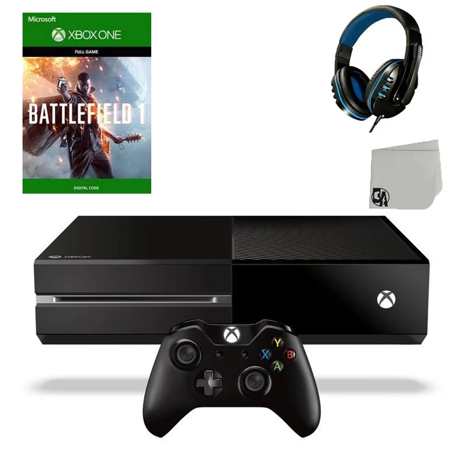 Xbox One Original 500GB Gaming Console Black Headset With Battlefield 1 Game BOLT AXTION Bundle Like New