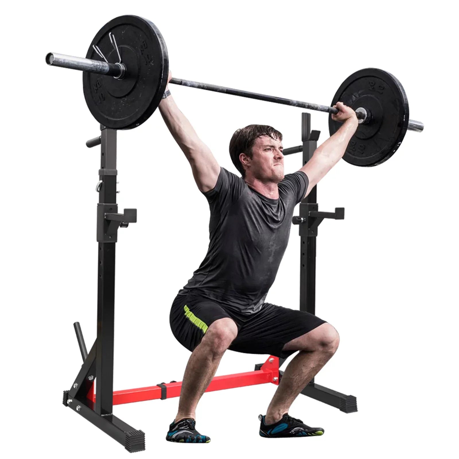 Kmowoo Home Indoor Fitness Adjustable Multi-function Barbell Stand Squat Bench Press Trainer