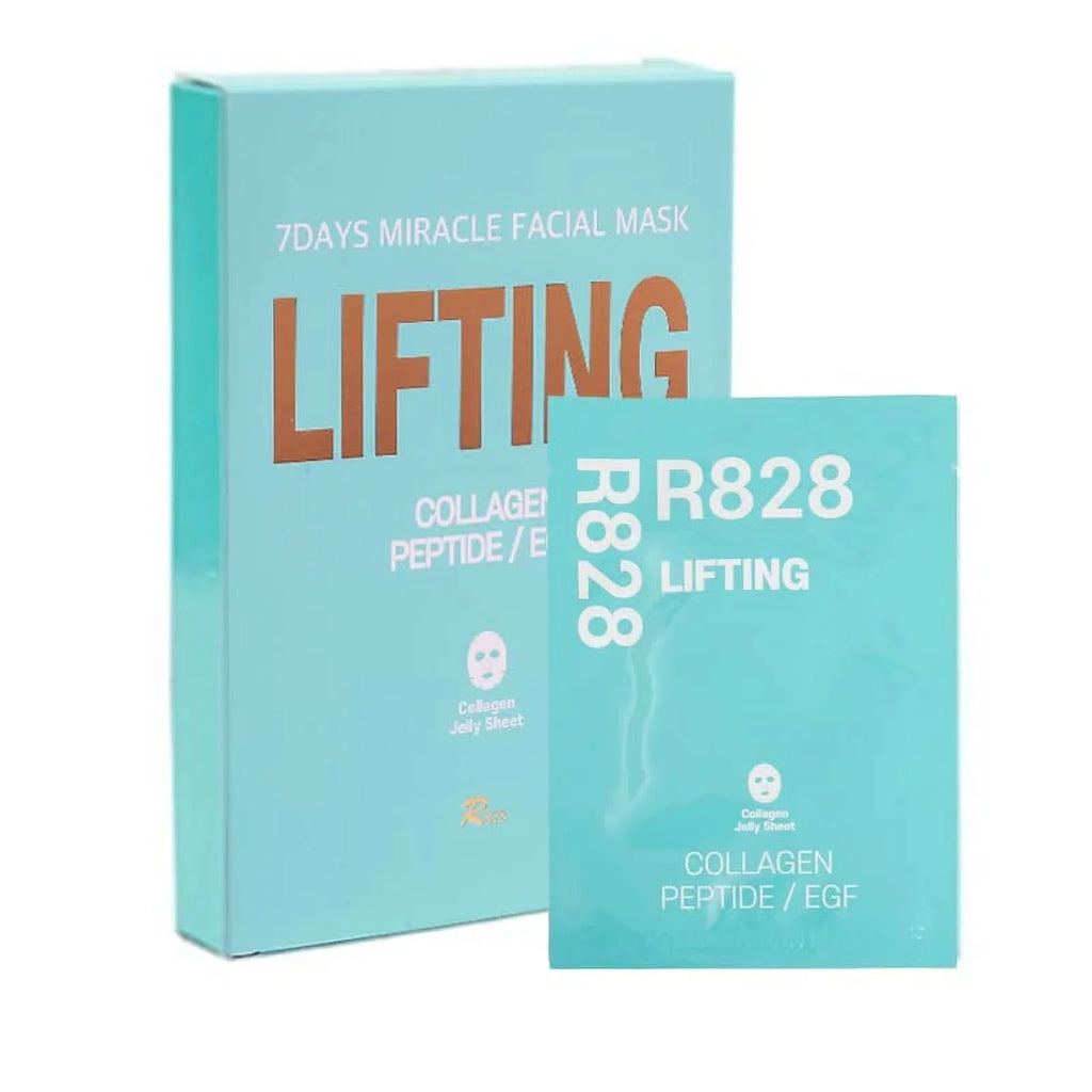 R828 10 Pack Lifting Face Mask Instant Lifting & Glowing Face with Hydrolyzed Collagen and EGF Peptide