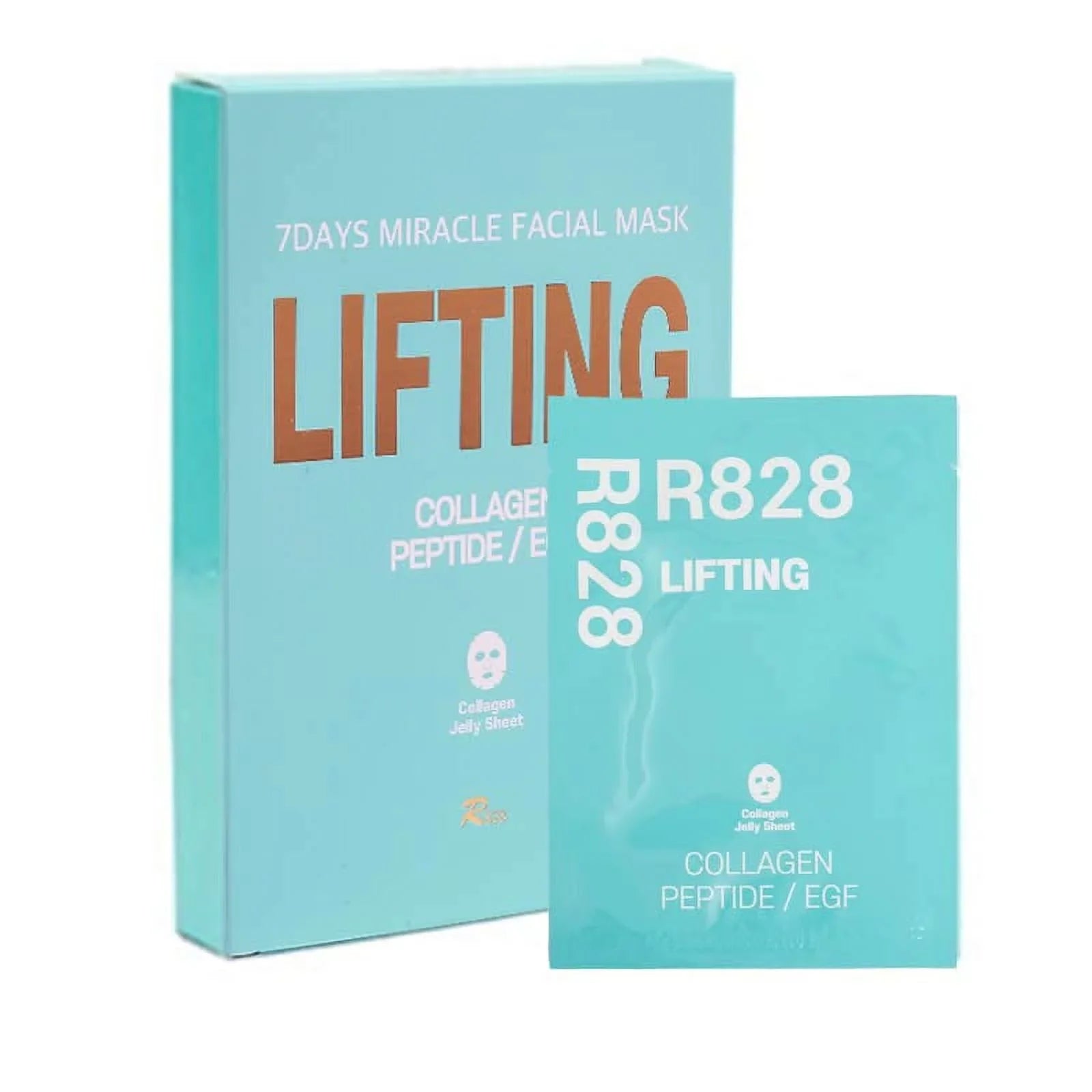 R828 10 Pack Lifting Face Mask Instant Lifting & Glowing Face with Hydrolyzed Collagen and EGF Peptide