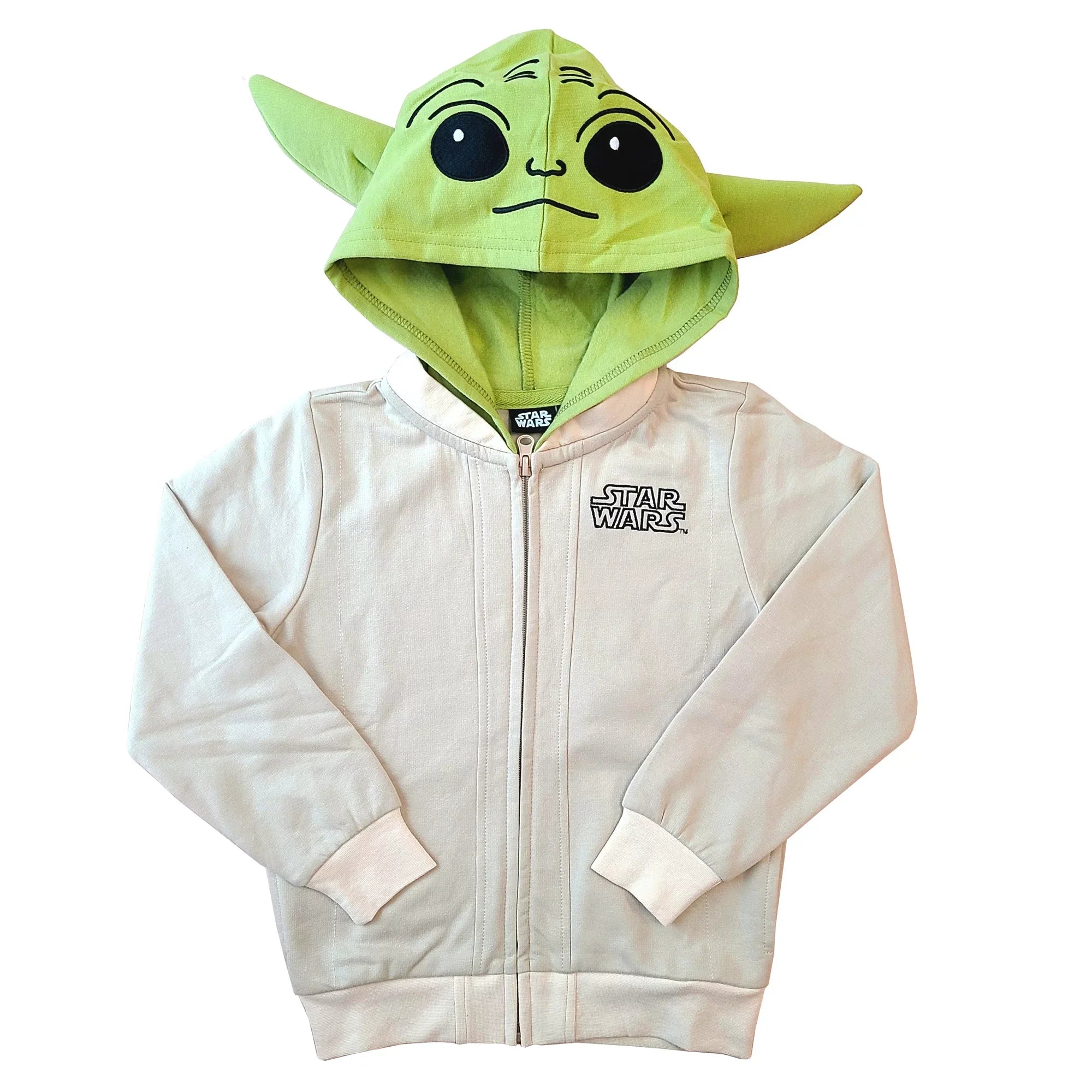 STAR WARS The Mandalorian Baby Yoda Sublimated Costume zip up Hoodie w/ Mask for Youth Kids - X-Large