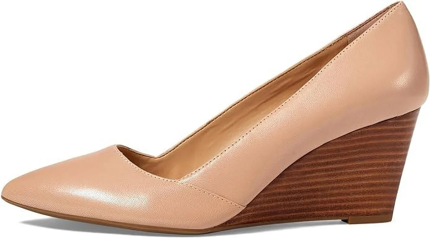 Franco Sarto Womens Frankie Pointed Toe Wedge Pump Ballet Beige Leather, 11 M US