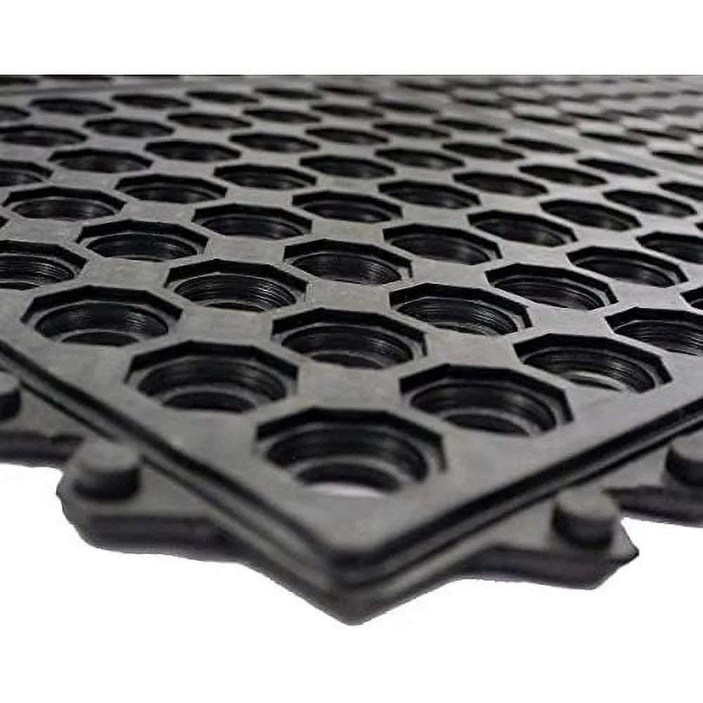 Interlocking Rubber Floor Mat For Restaurant Kitchen Floor Anti Fatigue Bar Door Mat Non-Slip Indoor Outdoor Shower Pool Drainage, Sturdy Garage Flooring 36 X 36 Inch