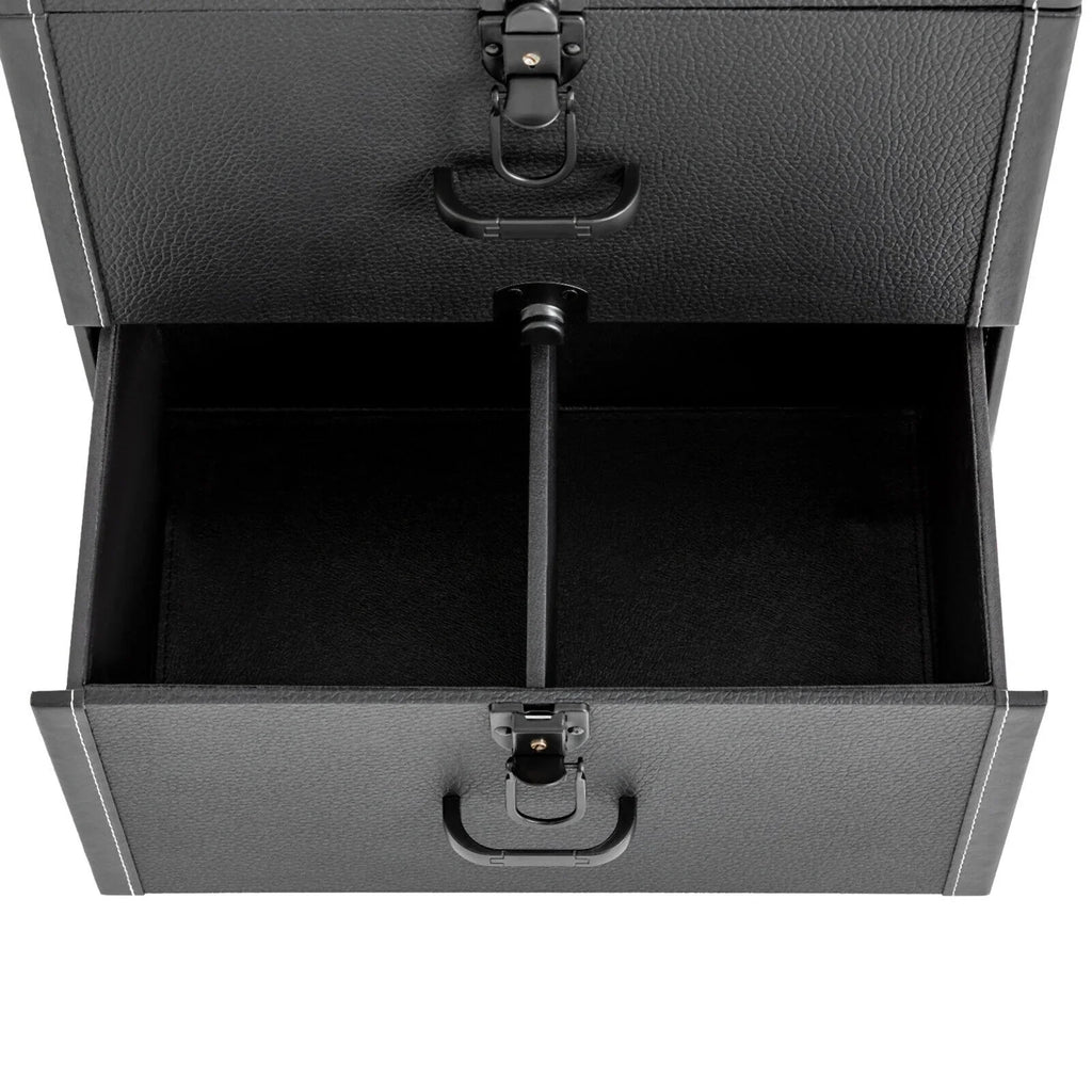 ZhdnBhnos Makeup Train Case Rolling Cosmetic Trolley Nail Polish Storage Organizer Luggage Box w/ 4 Wheels & Lock (Black)