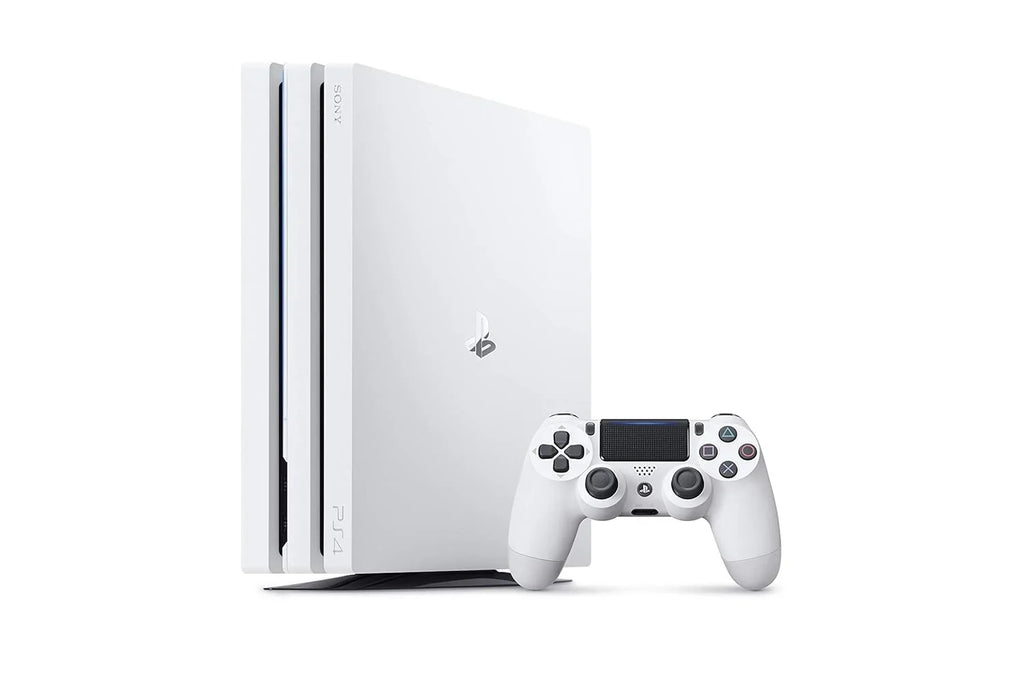 PlayStation 4 Pro 1TB Gaming Console Glacier White Headset 2 Controller With BOLT AXTION Cleaning Kit Bundle Like New