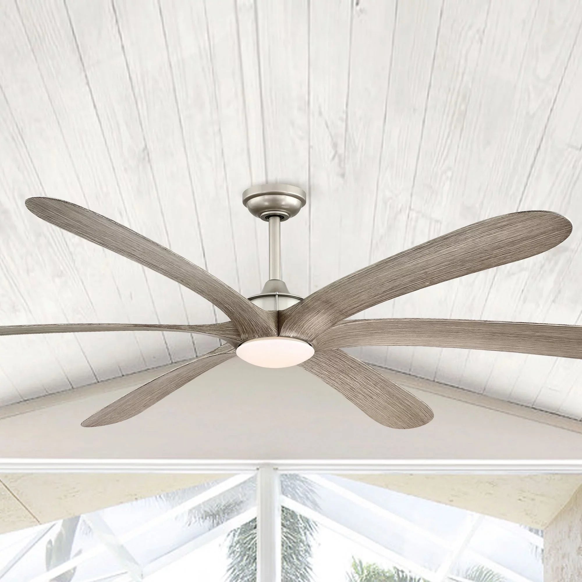Parrot Uncle 72-inch Driftwood 6-Blade DC Motor Ceiling Fan with Light and Remote Nickel