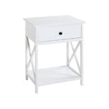Comodino Bianco con Cassetto e Ripiano Inferiore